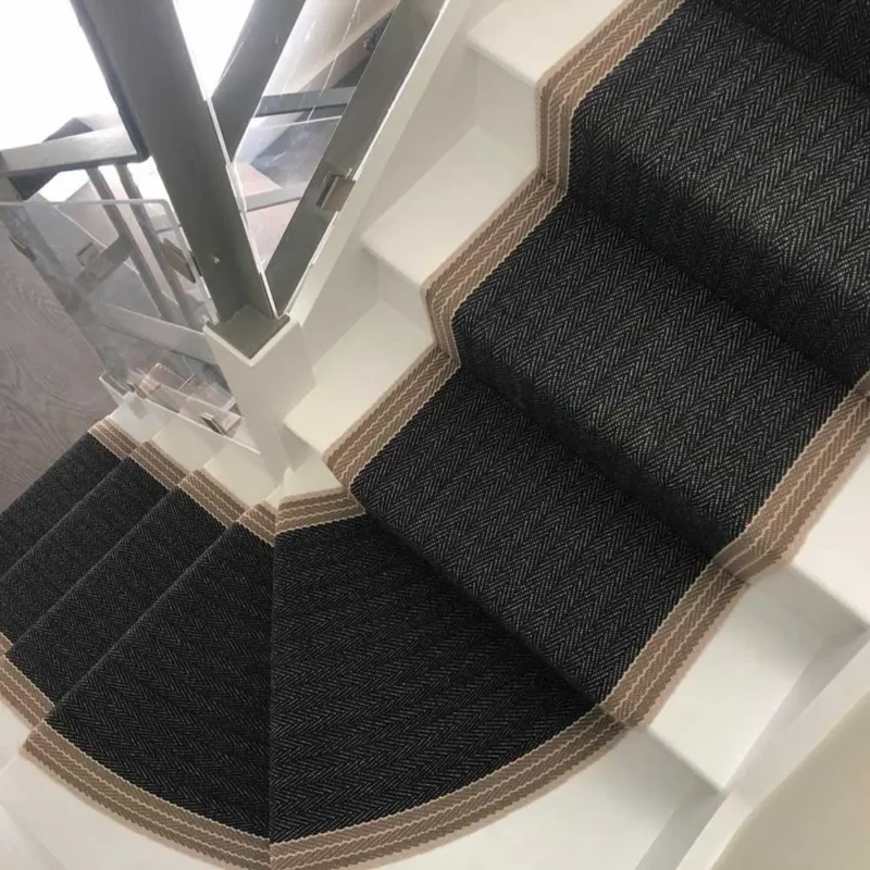 Flatweave Stair runner, Stripes Finley FG01 Black & Ivory - Afbeelding 2
