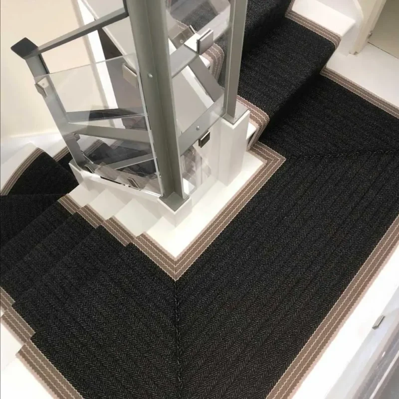 Flatweave Stair runner, Stripes Finley FG01 Black & Ivory - Afbeelding 3