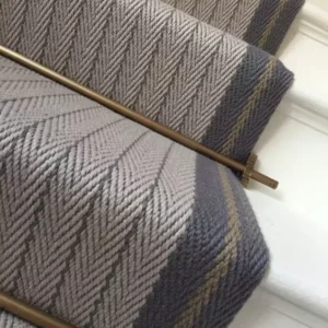 Flatweave Stair runner with border, Stripes Claire Lt.Grey, Graphite & Mushroom CFB