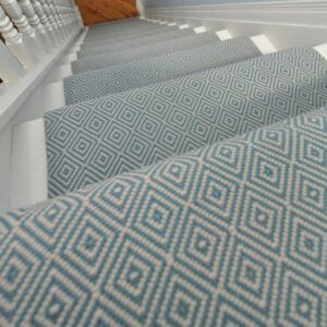 Flatweave Stair runners, Diamond Blue