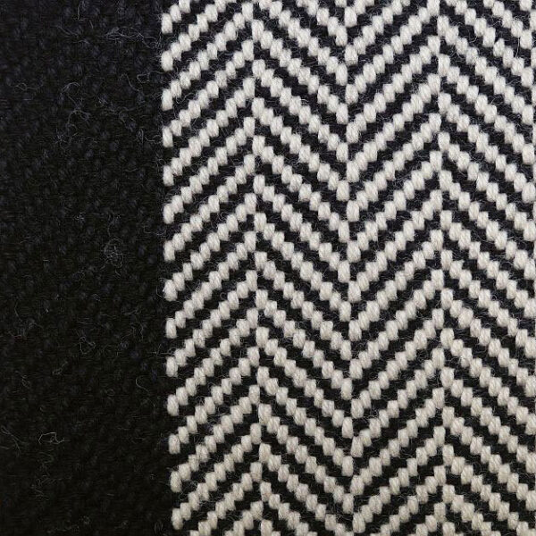 Flatweave Stair runner, Herringbone Border Ivory & Black