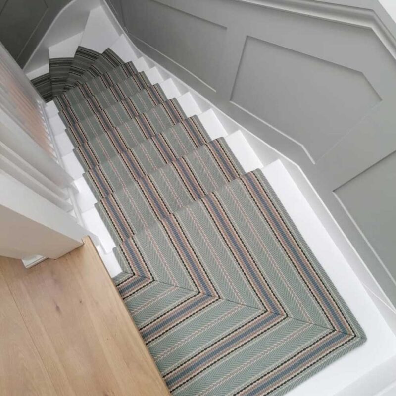 Flatweave Stair runner, Stripes Kelly Celadon JD04 - Afbeelding 2