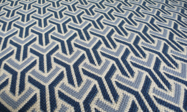 Pure wool Stair runners, Flatweave Trafal. Denim/Dk.Blue