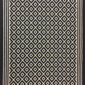 Pure wool Stair runners, Flatweave Trellis Border. Black