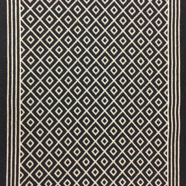 Pure wool Stair runners, Flatweave Trellis Border. Black
