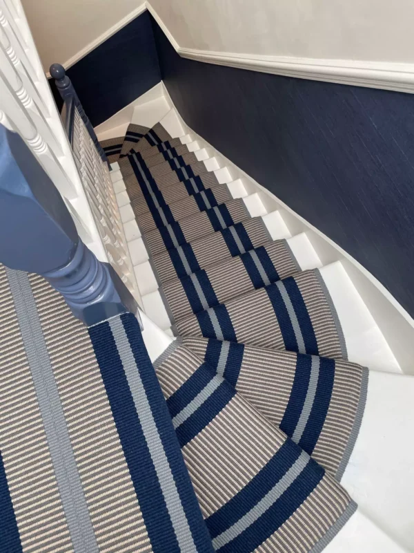 Flatweave Stair runner, Stripes Transat French Blue PNT27