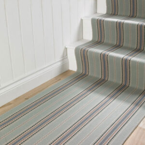 Flatweave Stair runner, Stripes Kelly Celadon JD04